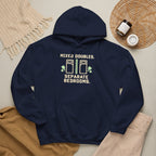 College Dorm Hoodie — “Mixed Doubles. Separate Bedrooms.” Humor Sweatshirt