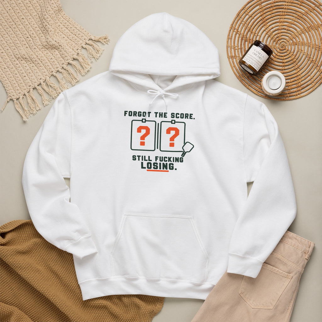 Hoodie — “Forgot the Score, Still Losing” Retro Arcade Gaming Sweatshirt