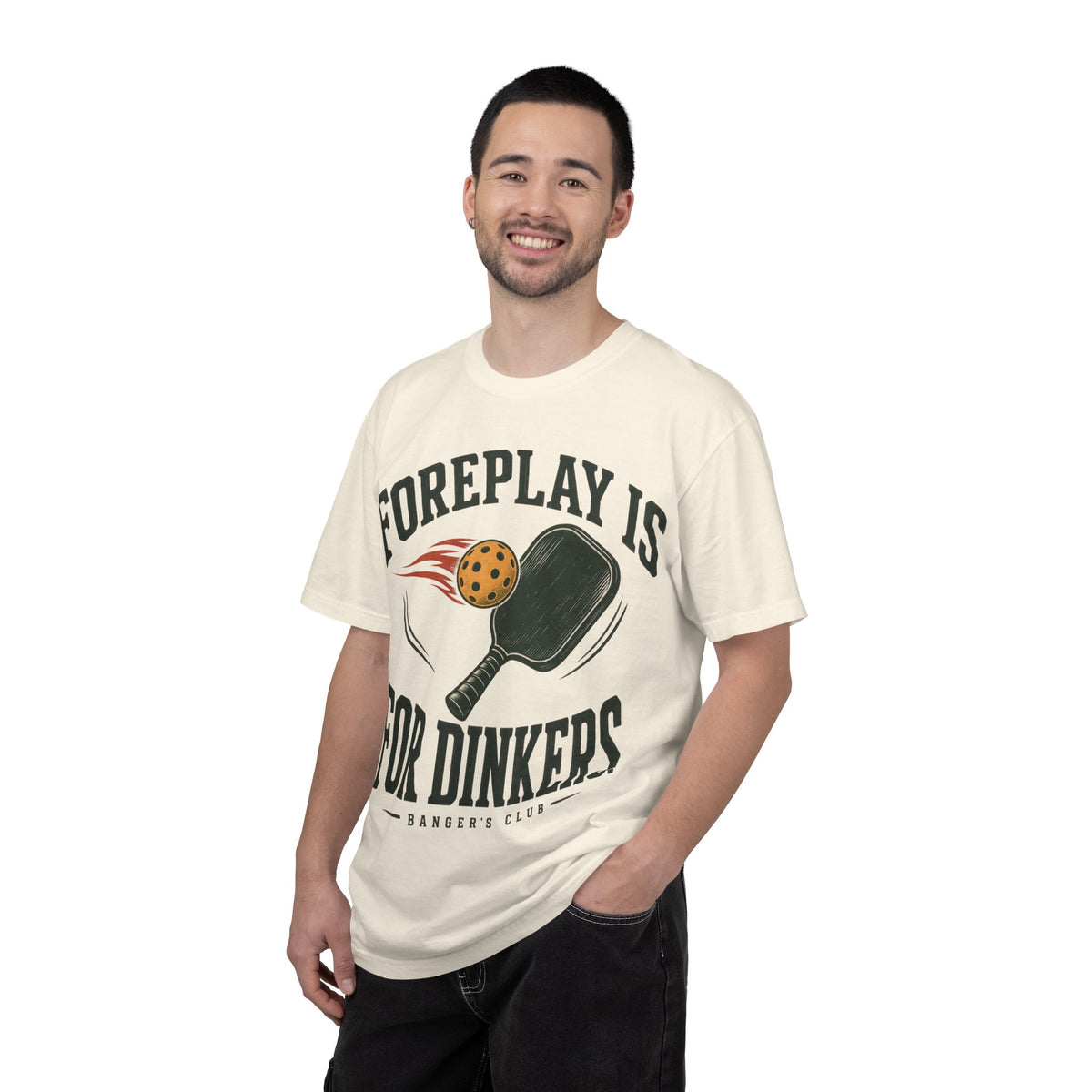 Pickleball T-Shirt — "Foreplay Is For Dinkers" Vintage Paddle Graphic