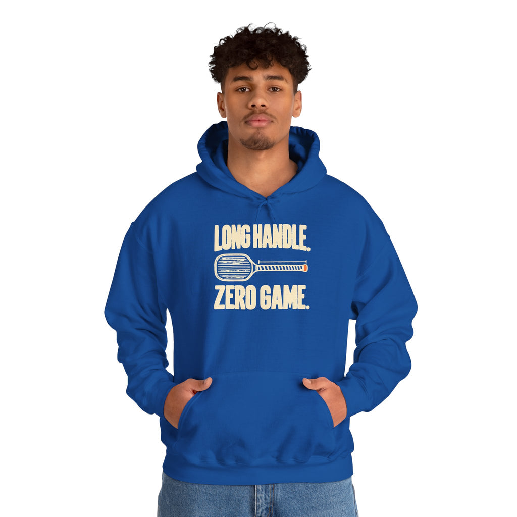 Pickleball Hoodie — “Long Handle. Zero Game.” Graphic Hooded Sweatshirt