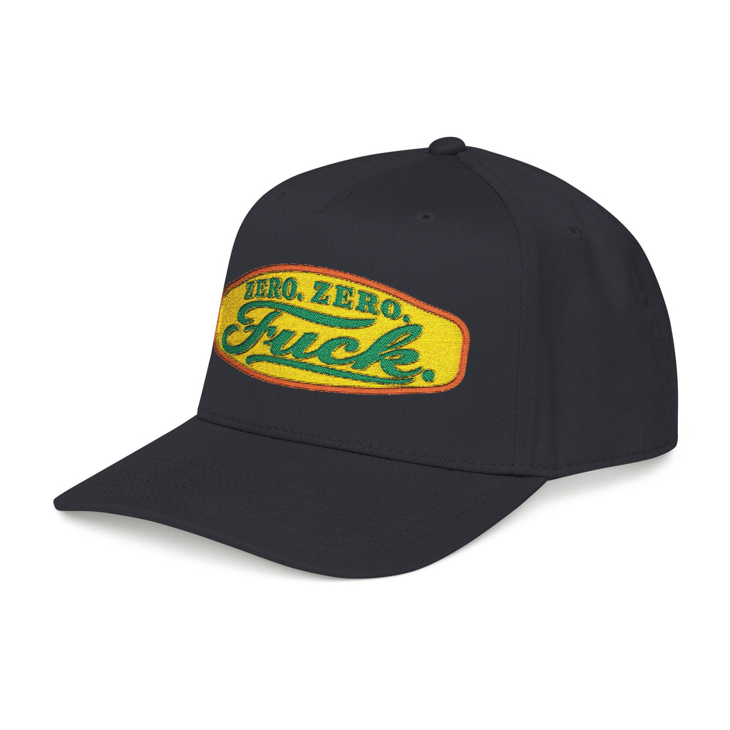 Mid Profile Baseball Cap — Retro 'Zero Zero F*ck' Vintage Patch Hat