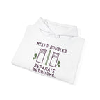 College Dorm Hoodie — “Mixed Doubles. Separate Bedrooms.” Humor Sweatshirt