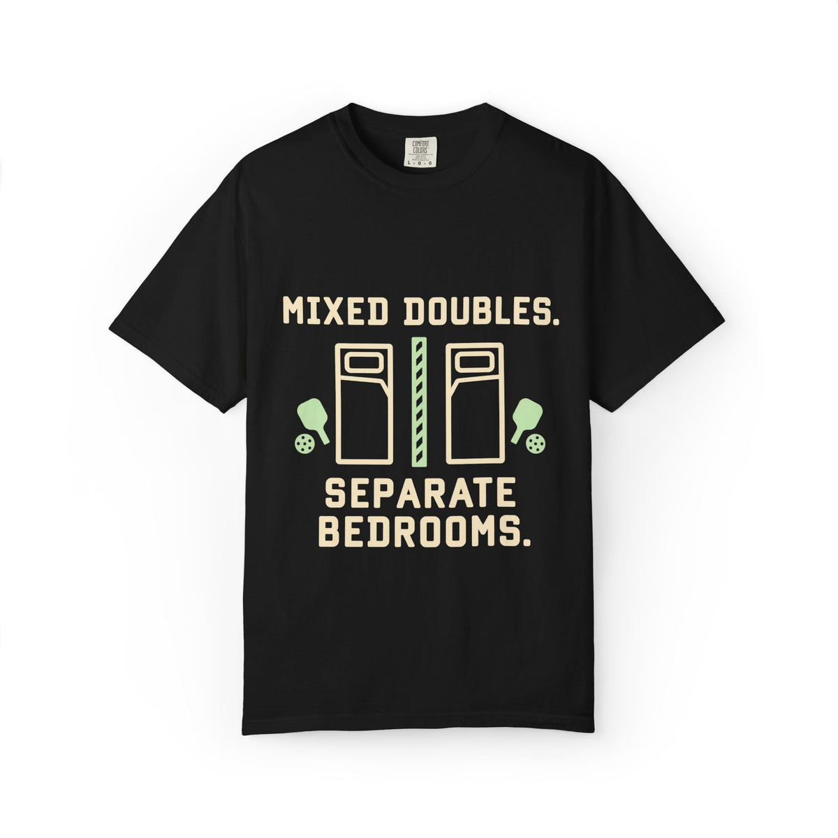 T-Shirt — “Mixed Doubles, Separate Bedrooms” Tennis Couples Humor Tee