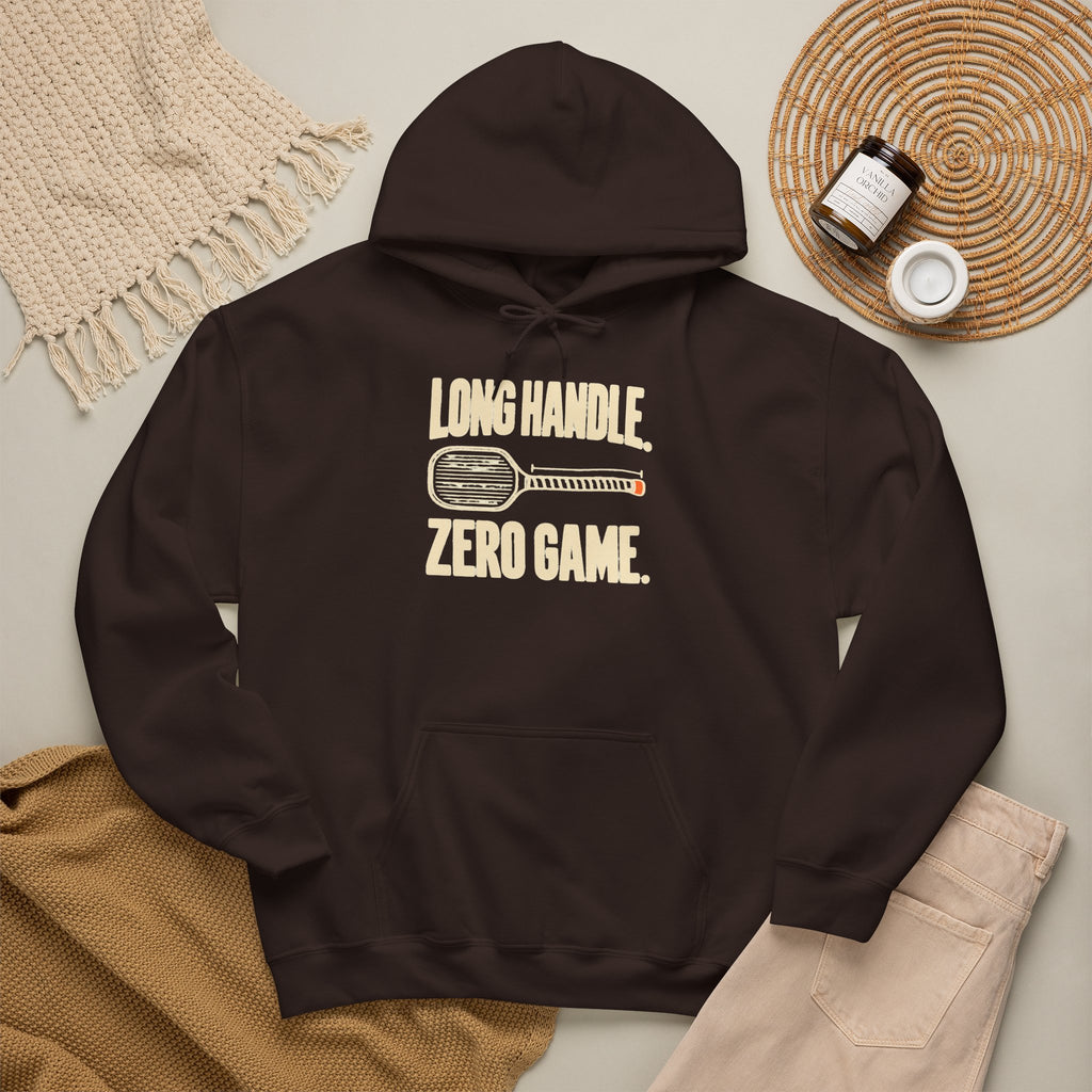 Pickleball Hoodie — “Long Handle. Zero Game.” Graphic Hooded Sweatshirt