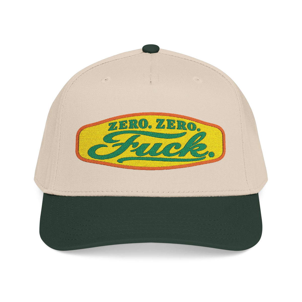 Mid Profile Baseball Cap — Retro 'Zero Zero F*ck' Vintage Patch Hat