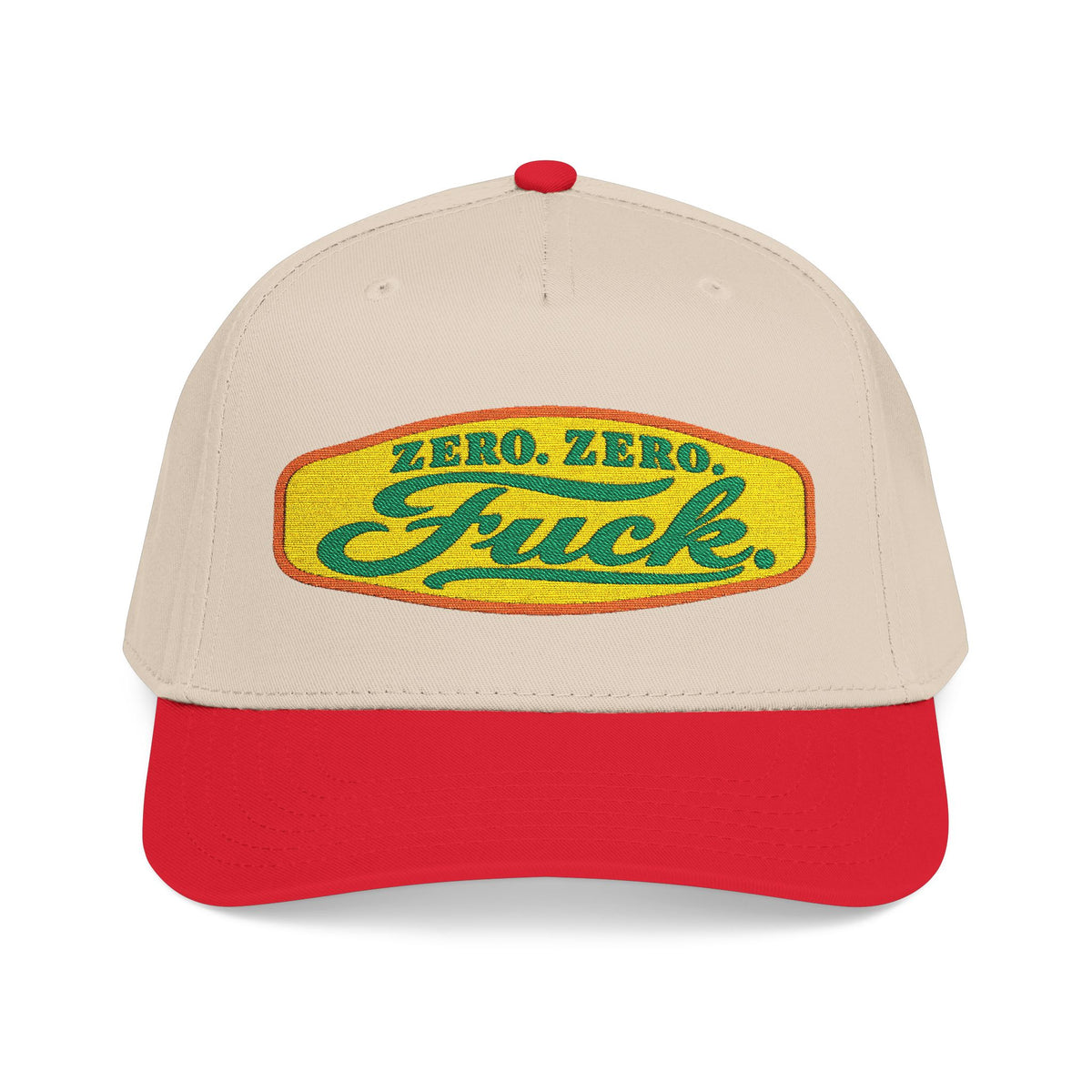 Mid Profile Baseball Cap — Retro 'Zero Zero F*ck' Vintage Patch Hat