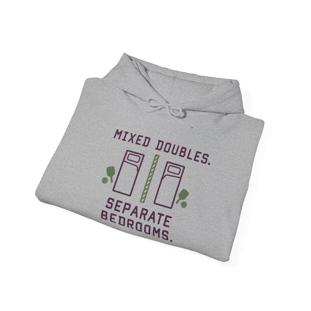 College Dorm Hoodie — “Mixed Doubles. Separate Bedrooms.” Humor Sweatshirt