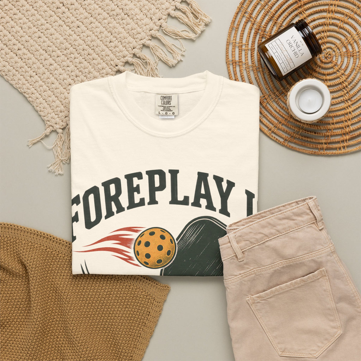 Pickleball T-Shirt — "Foreplay Is For Dinkers" Vintage Paddle Graphic