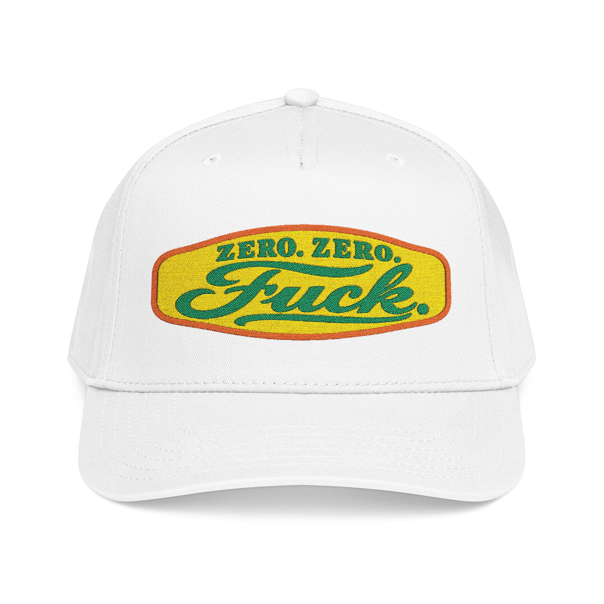 Mid Profile Baseball Cap — Retro 'Zero Zero F*ck' Vintage Patch Hat