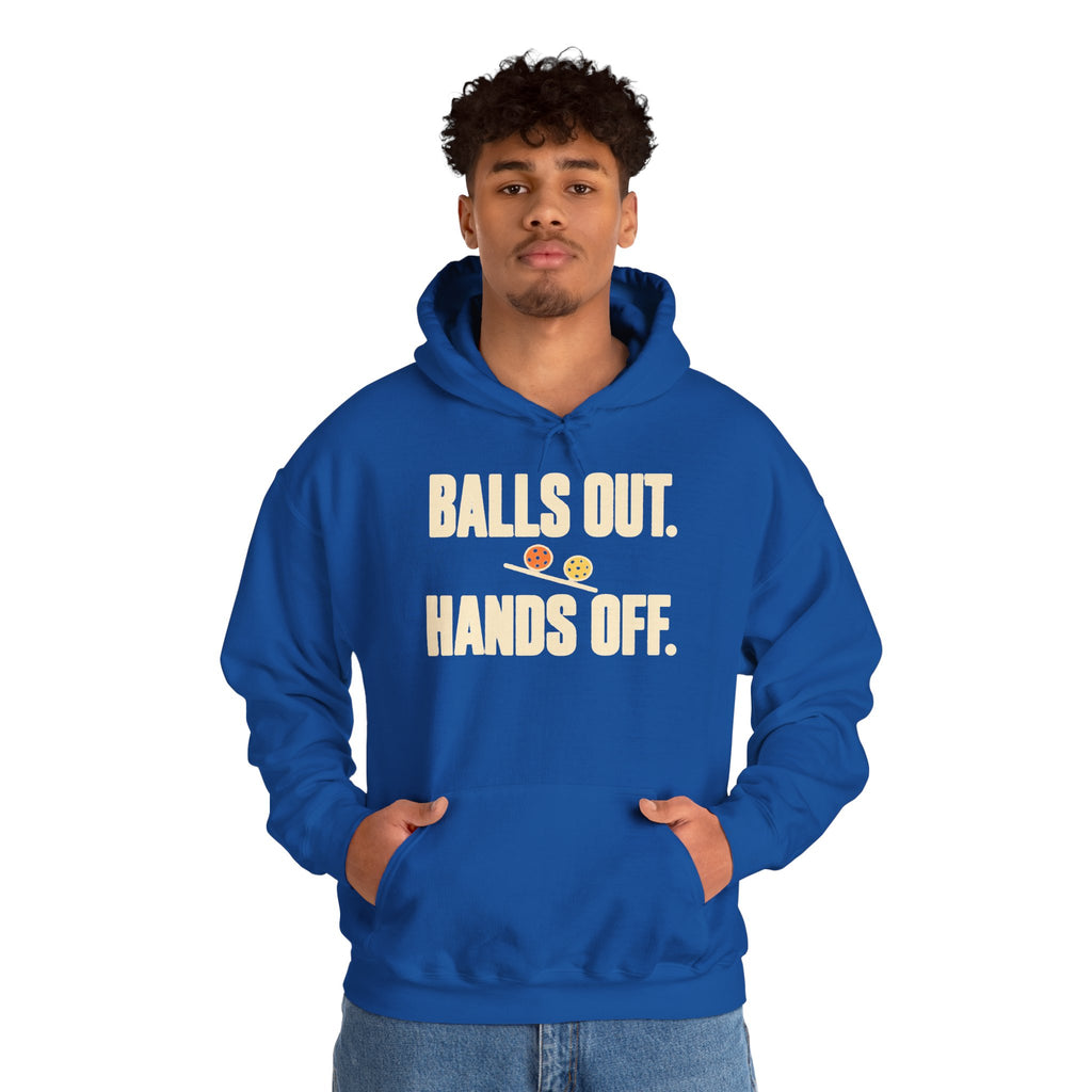 Balls Out. Hands Off. Hoodie — Bold Graphic Statement Pullover