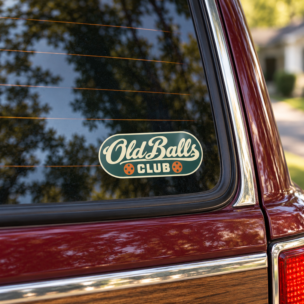 Old Balls Club Sticker — Retro Bowling Kiss-Cut Decal