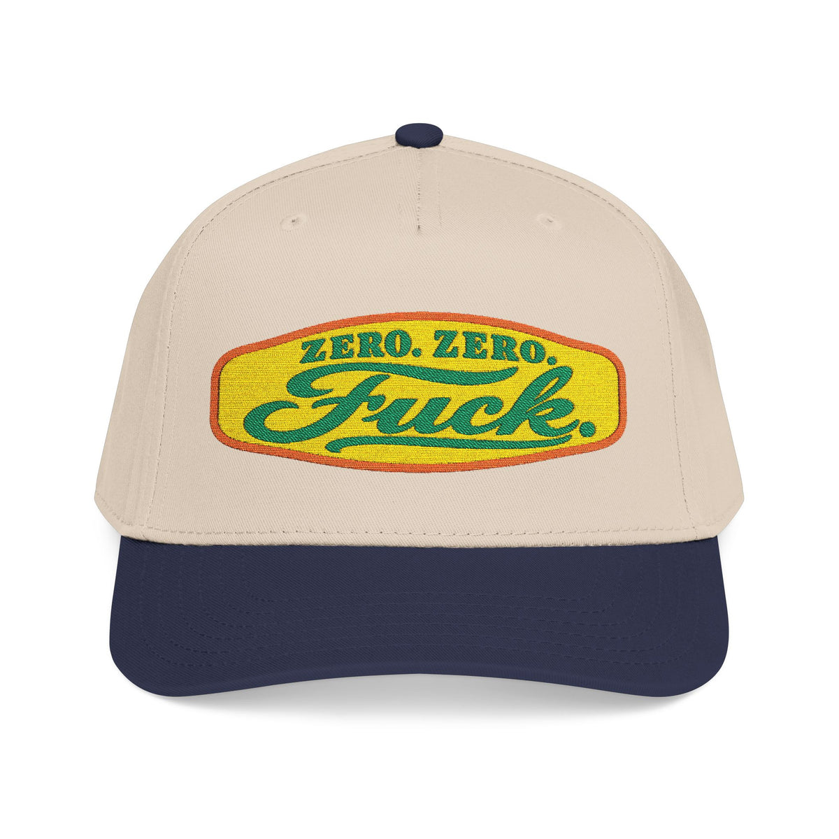 Mid Profile Baseball Cap — Retro 'Zero Zero F*ck' Vintage Patch Hat