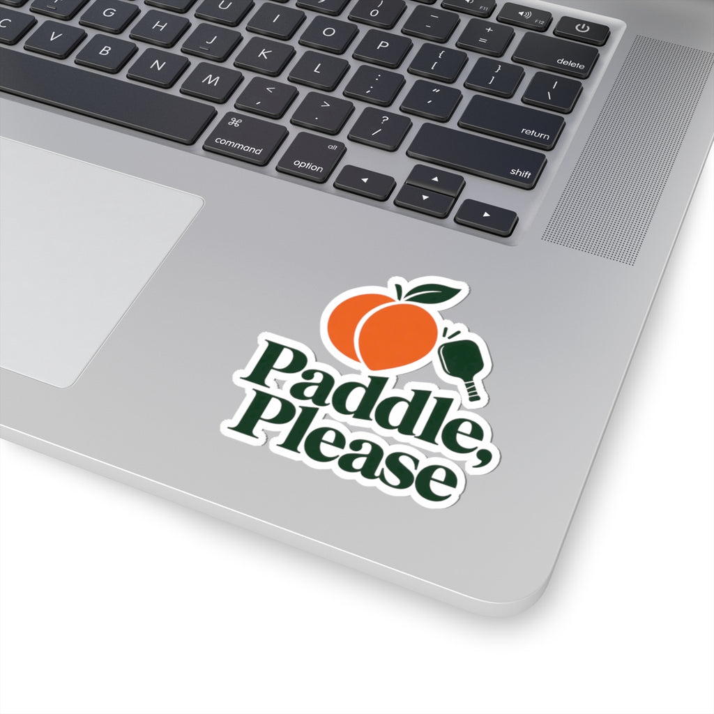 Paddle, Please Peach Pickleball Sticker — Kiss-Cut Vinyl Laptop Decal