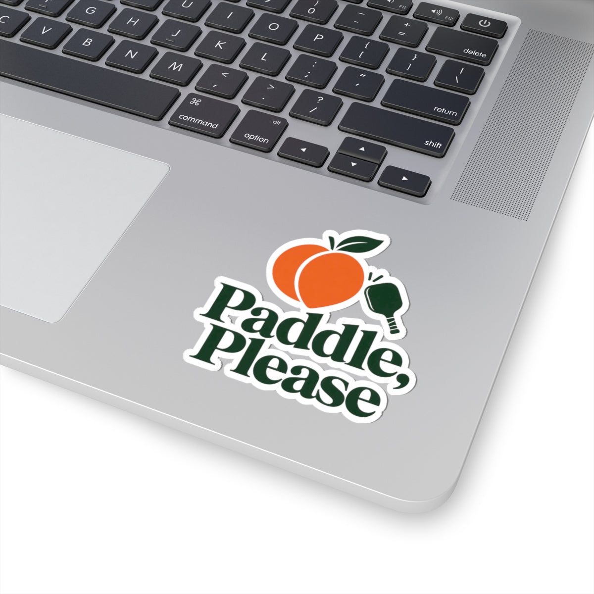 Paddle, Please Peach Pickleball Sticker — Kiss-Cut Vinyl Laptop Decal