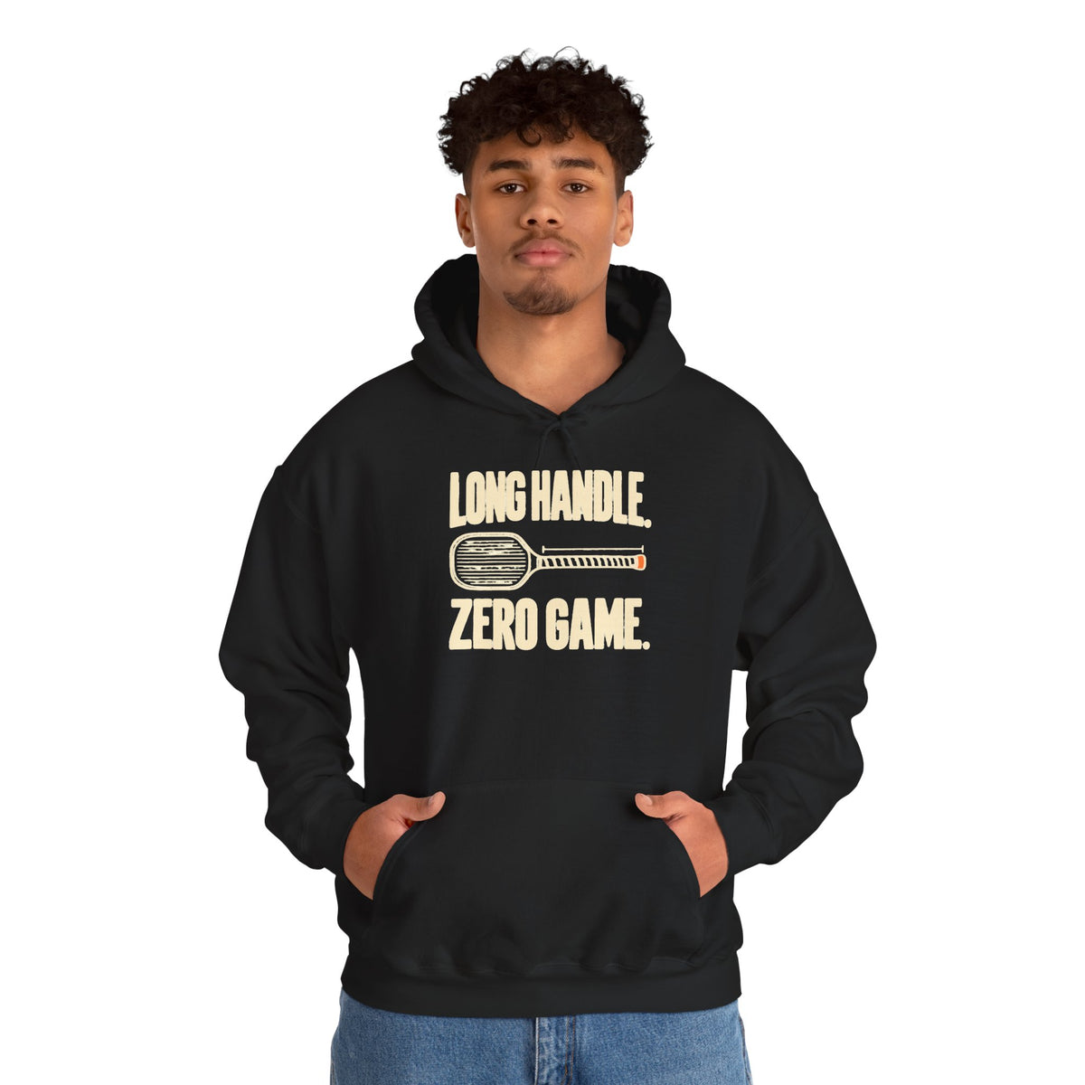 Pickleball Hoodie — “Long Handle. Zero Game.” Graphic Hooded Sweatshirt