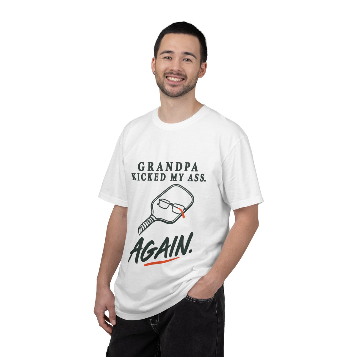 Grandpa Kicked My Ass Again T-Shirt — Funny Retro Pickleball Grandpa Tee