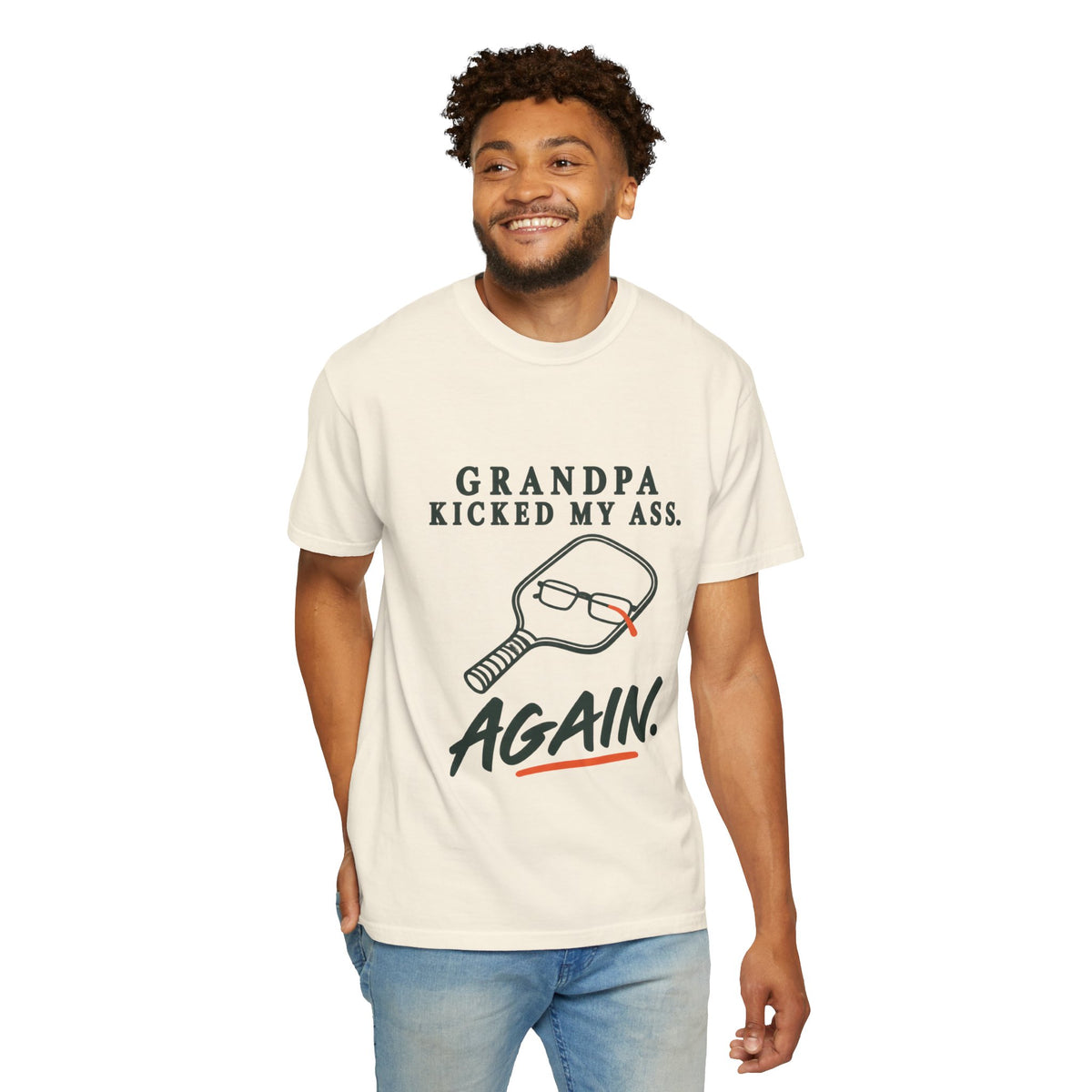 Grandpa Kicked My Ass Again T-Shirt — Funny Retro Pickleball Grandpa Tee