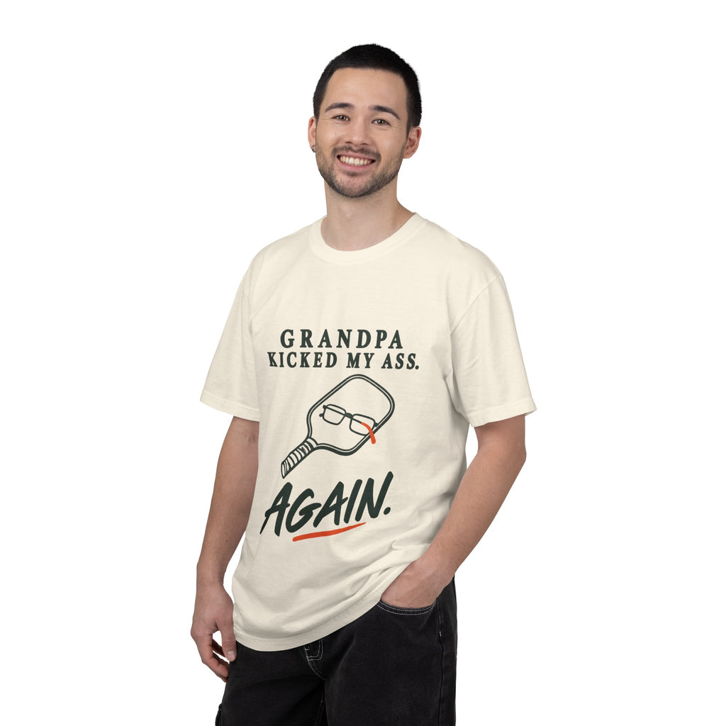 Grandpa Kicked My Ass Again T-Shirt — Funny Retro Pickleball Grandpa Tee